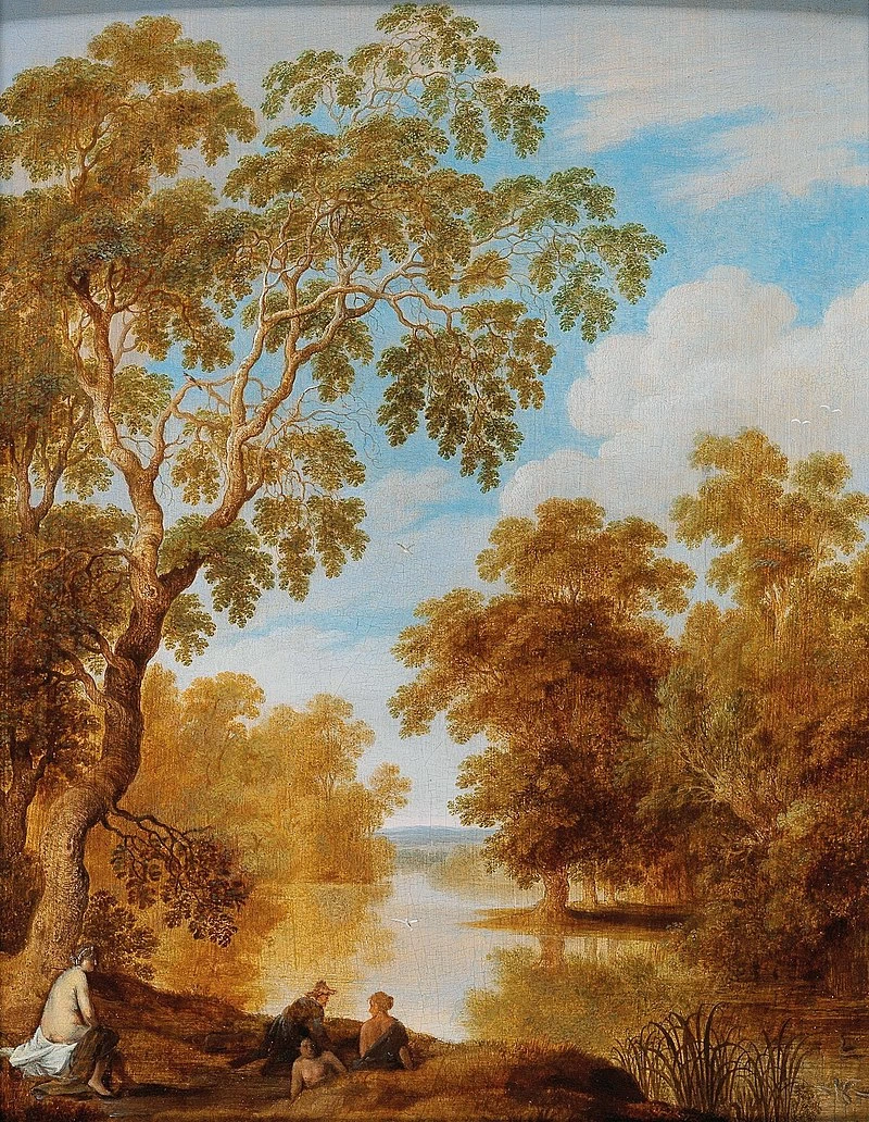 Paesaggio con fiume e figure